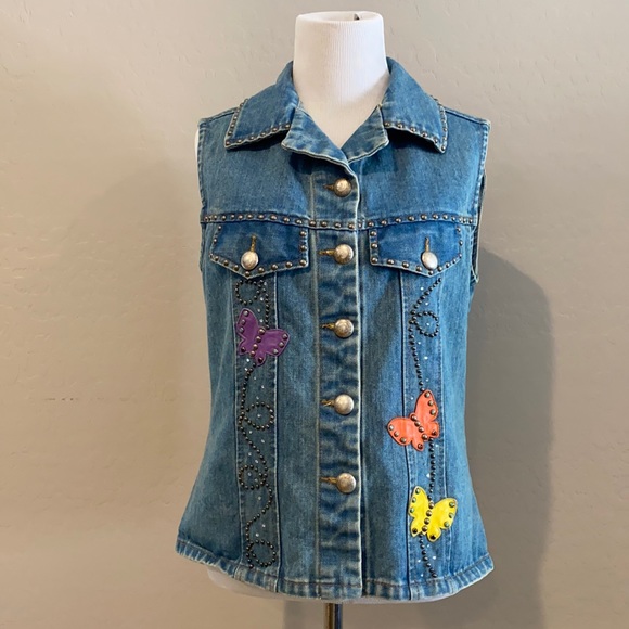 patricia wolf Jackets & Blazers - Patricia Wolf Denim Vest size Small